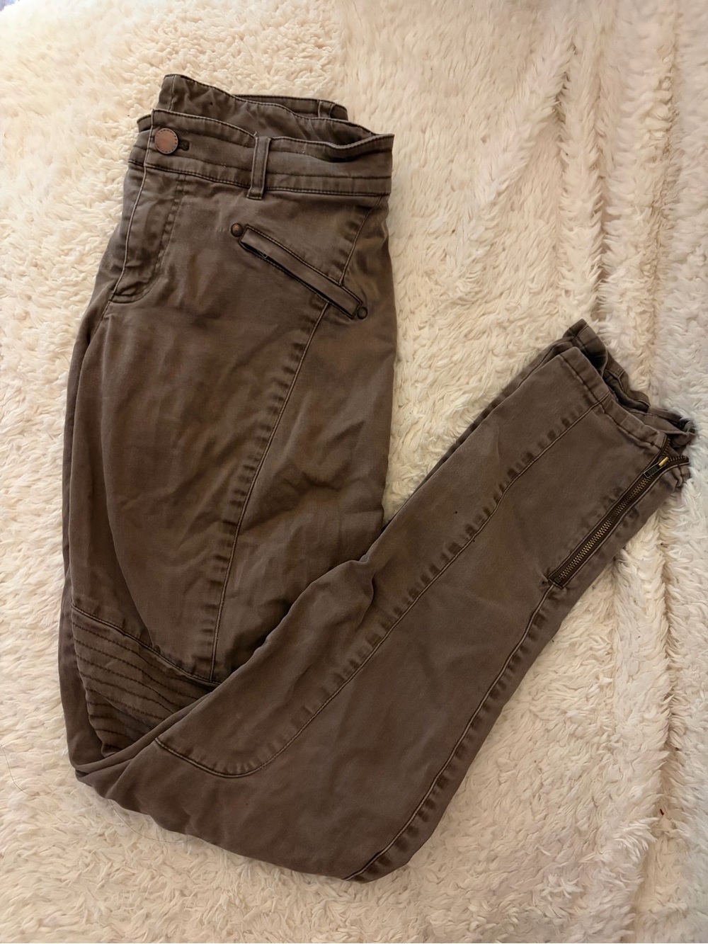 Vintage Y2K Peruvian Connection Women’s High-Rise Brown Moto Skinny Jeans